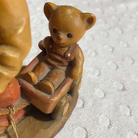 ANRI Sarah Kay  4" “Finding Our Way”Boy with a Wagon and a Teddy Bear - Picture 7 of 16
